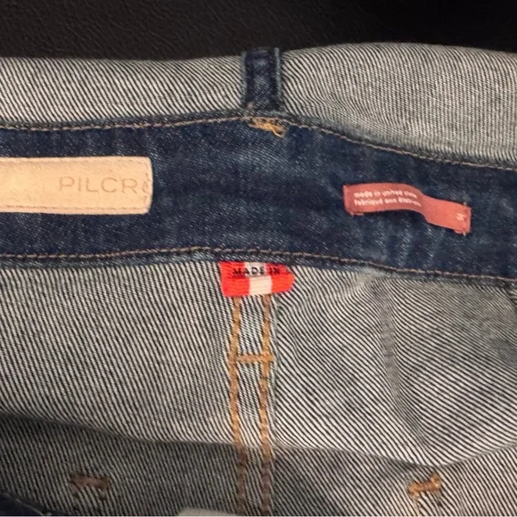 Pilcro Painters Blue Denim Cropped Overalls size 28 - Picture 3 of 10